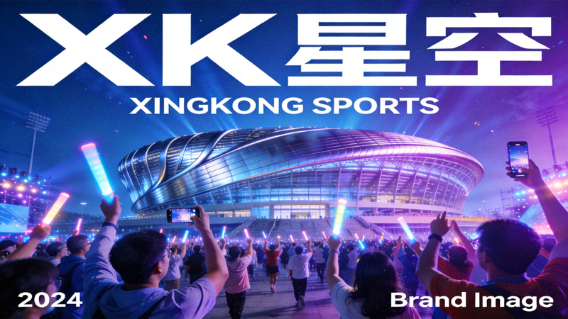 XK星空品牌形象图 - 现代体育场馆与欢呼的人群